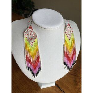 Modern Powwow Native American Style Boho Seed Bead Earrings‎ Handmade